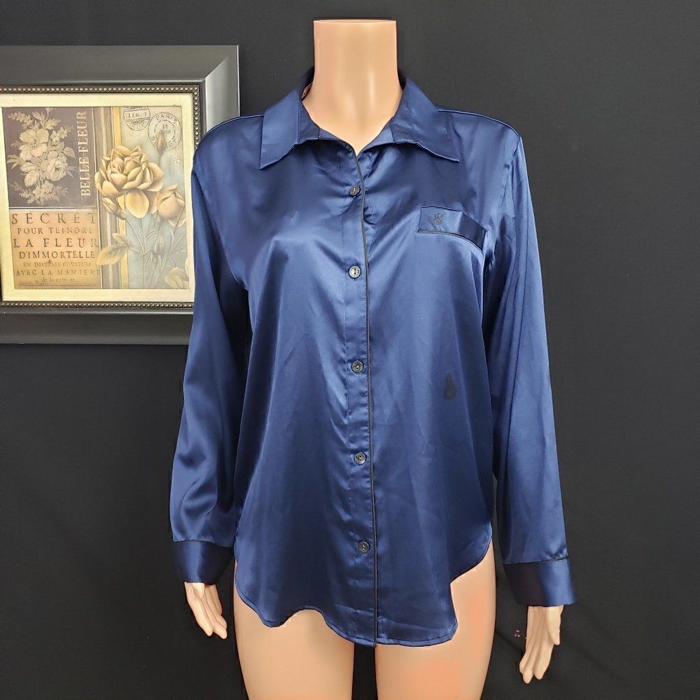 VS Blue Satin Pajama Top Jacket "DEFFECTIVE" M…